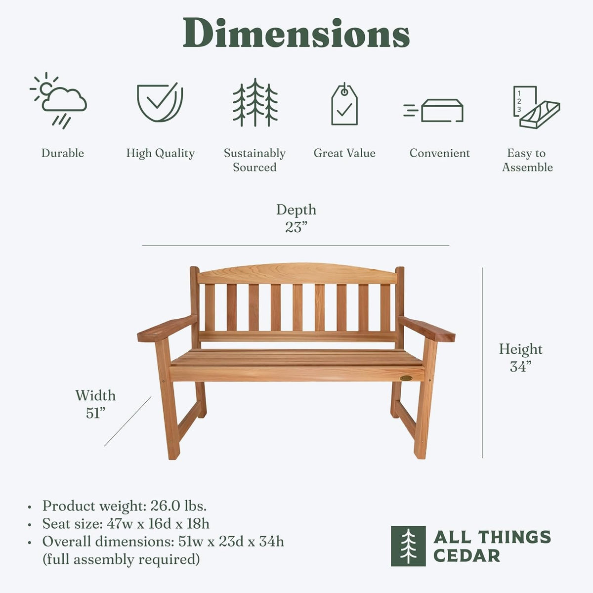 All Things Cedar Garden Bench – view 2
