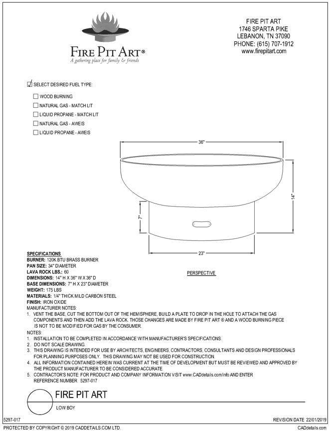 Fire Pit Art Low Boy 30" Fire Pit – view 5