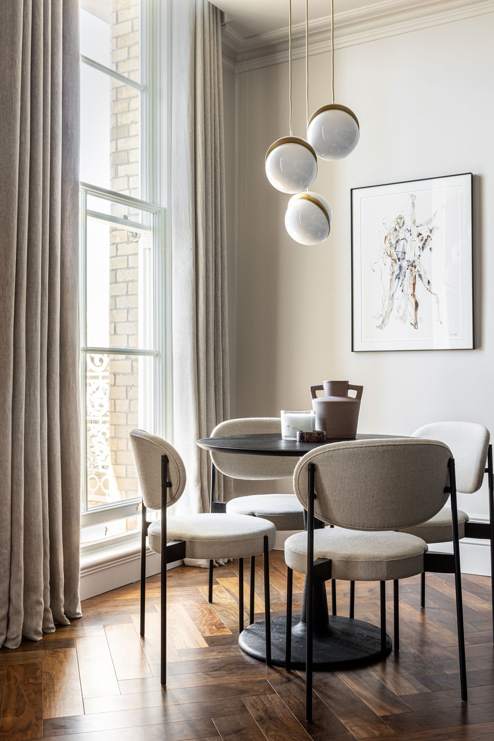 CRESCENT 3-Point Pendant Light with Opal Shade and Blackened Brass — Lee Broom