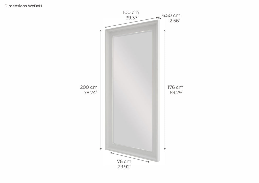 NovaSolo Halifax Grand Mirror, Classic White – dimensions