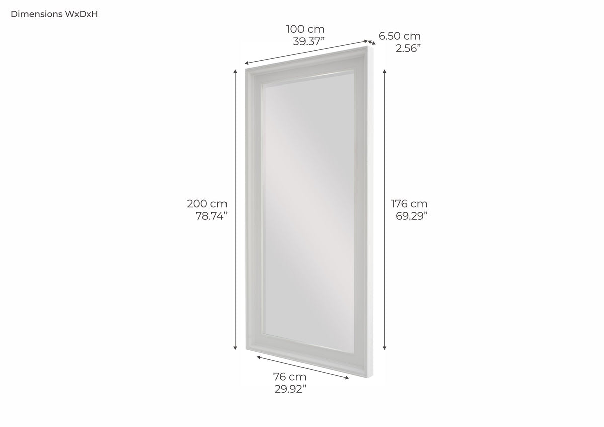 NovaSolo Halifax Grand Mirror, Classic White – dimensions