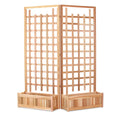 All Things Cedar 32w x 11d x 12h Twin Planter Boxes and Trellis Privacy Screen Set