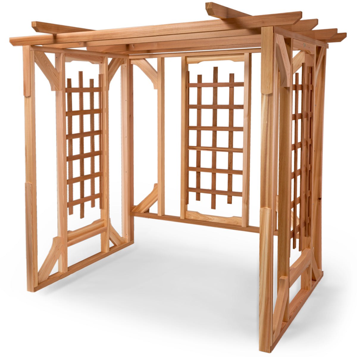 All Things Cedar Cedar Pergola with Swing – view 2