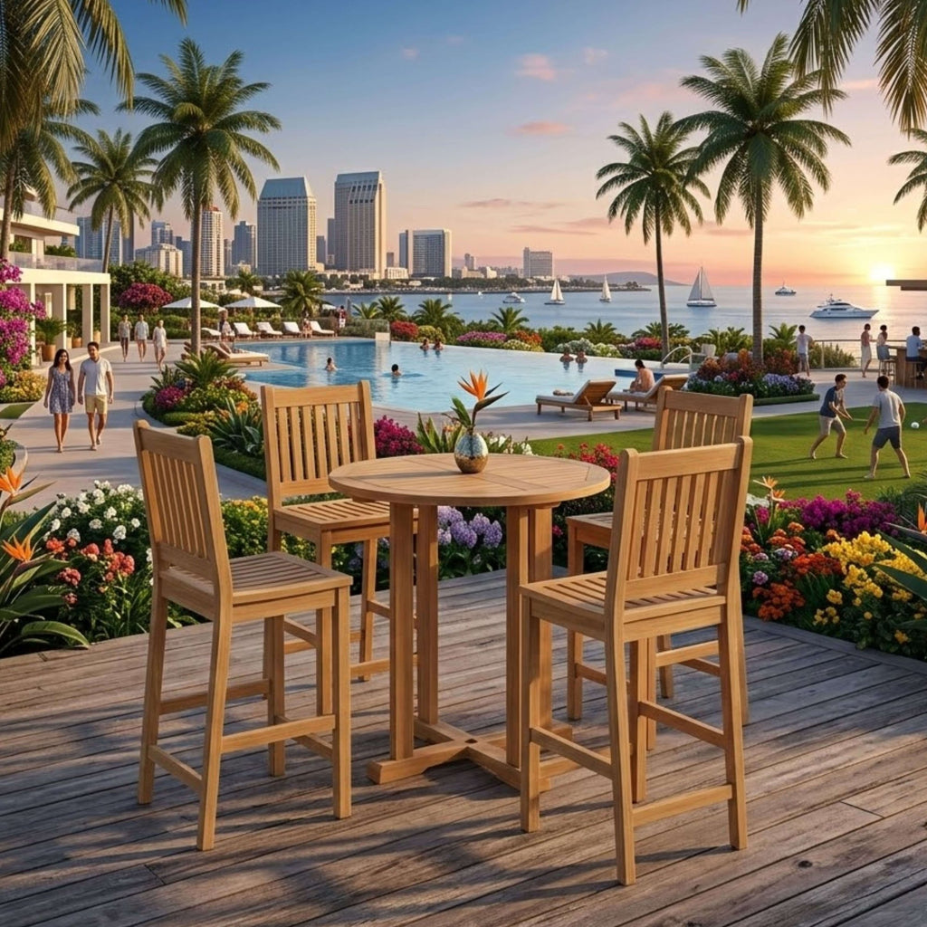 Anderson Teak Bahama Avalon 5-Piece Round Bar Set – view 4