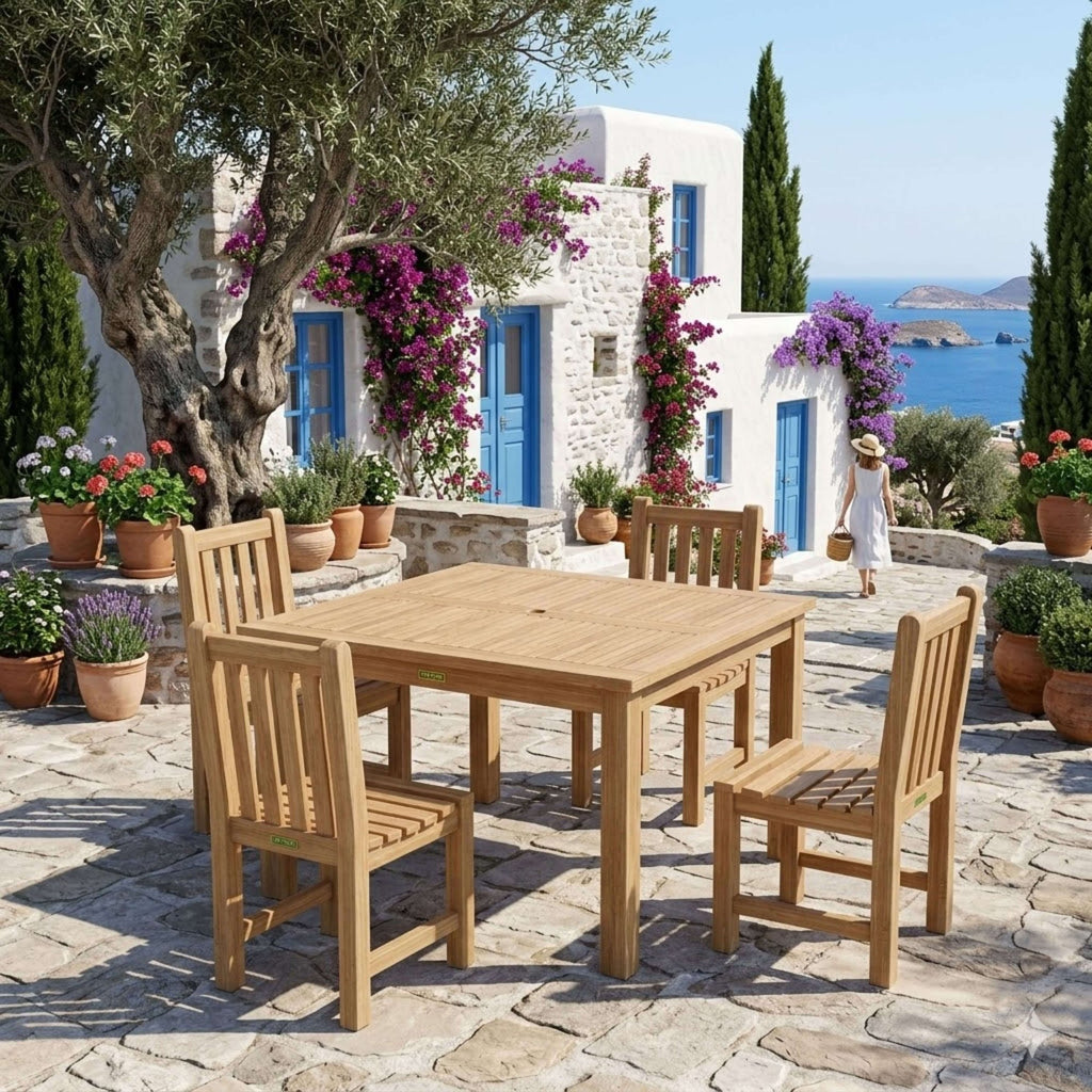 Anderson Teak Windsor Classic Side Chair 5-Piece Dining Table Set