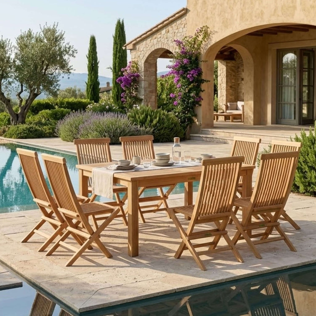 Anderson Teak Windsor Classic Chair 9-Piece Folding Dining Set