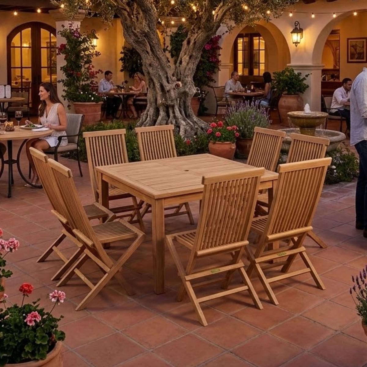Anderson Teak Windsor Classic Chair 9-Piece Folding Dining Set – view 2