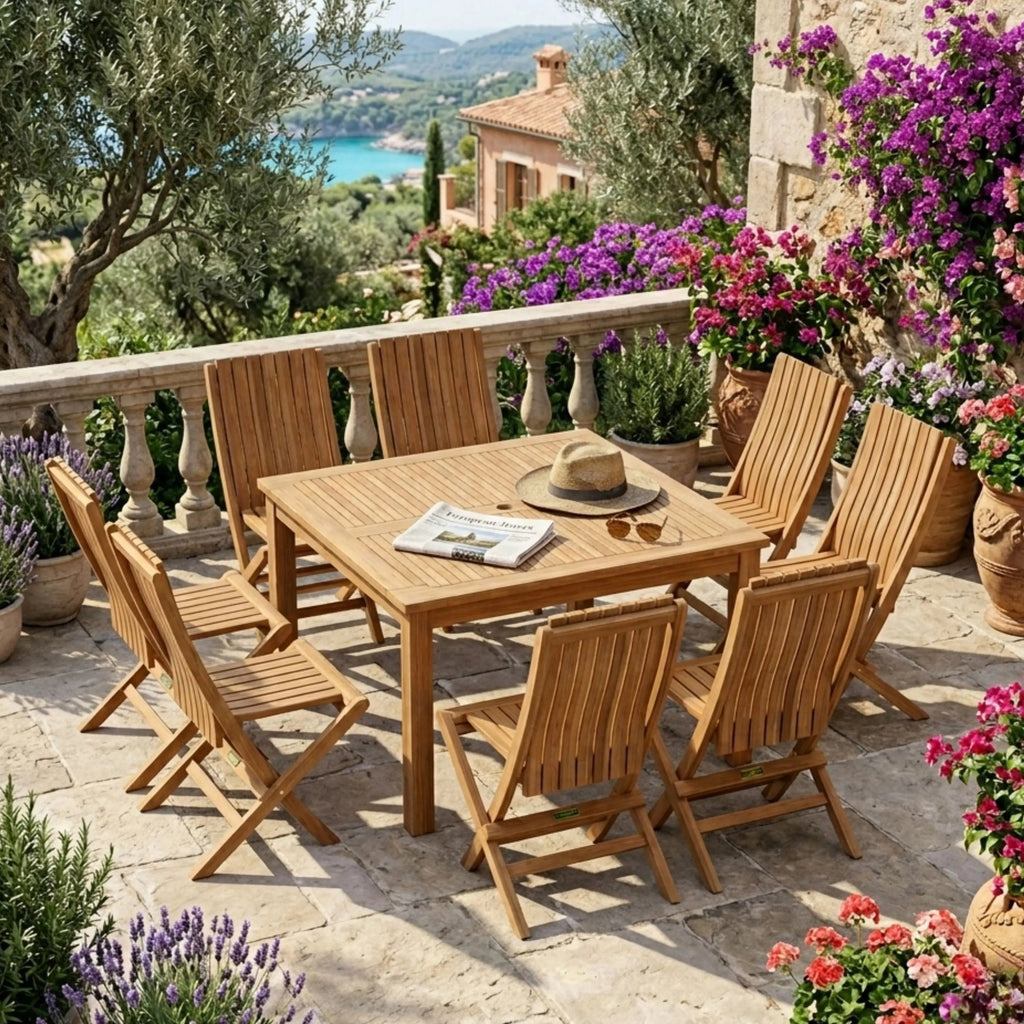Anderson Teak Windsor Comfort Chair 7-Piece Folding Dining Set – view 2