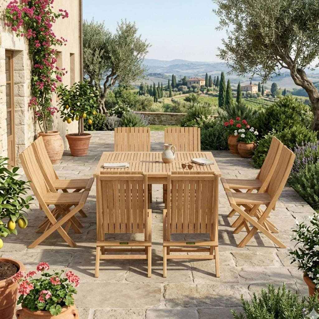 Anderson Teak Windsor Comfort Chair 7-Piece Folding Dining Set – view 3