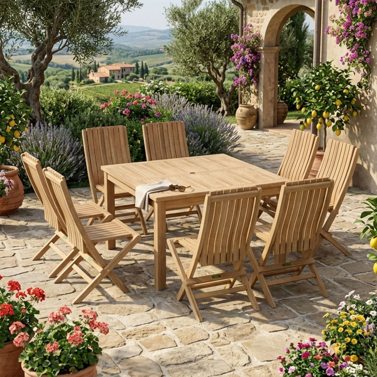 Anderson Teak Windsor Comfort Chair 7-Piece Folding Dining Set – view 4