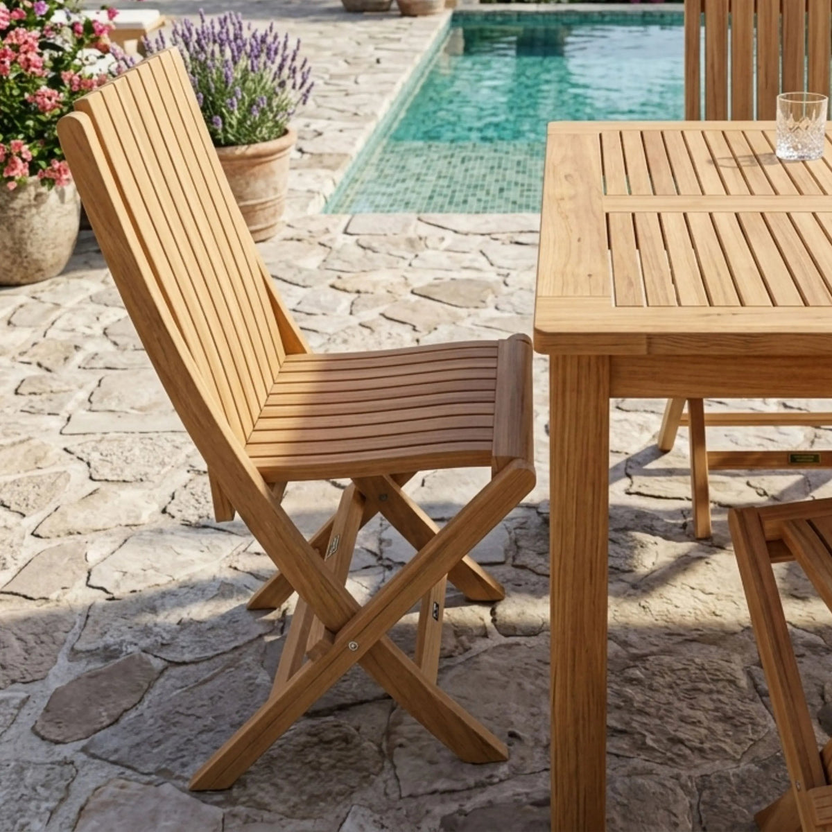 Anderson Teak Windsor Comfort Chair 7-Piece Folding Dining Set – view 5