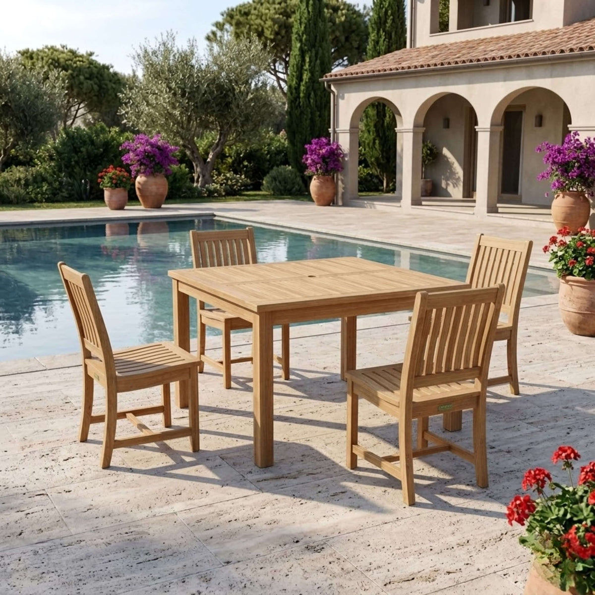 Anderson Teak Windsor Rialto Side Chair 5-Piece Dining Table Set – view 2