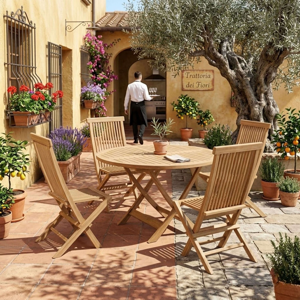 Anderson Teak Classic Bahama 5-Piece Folding Dining Set – view 3