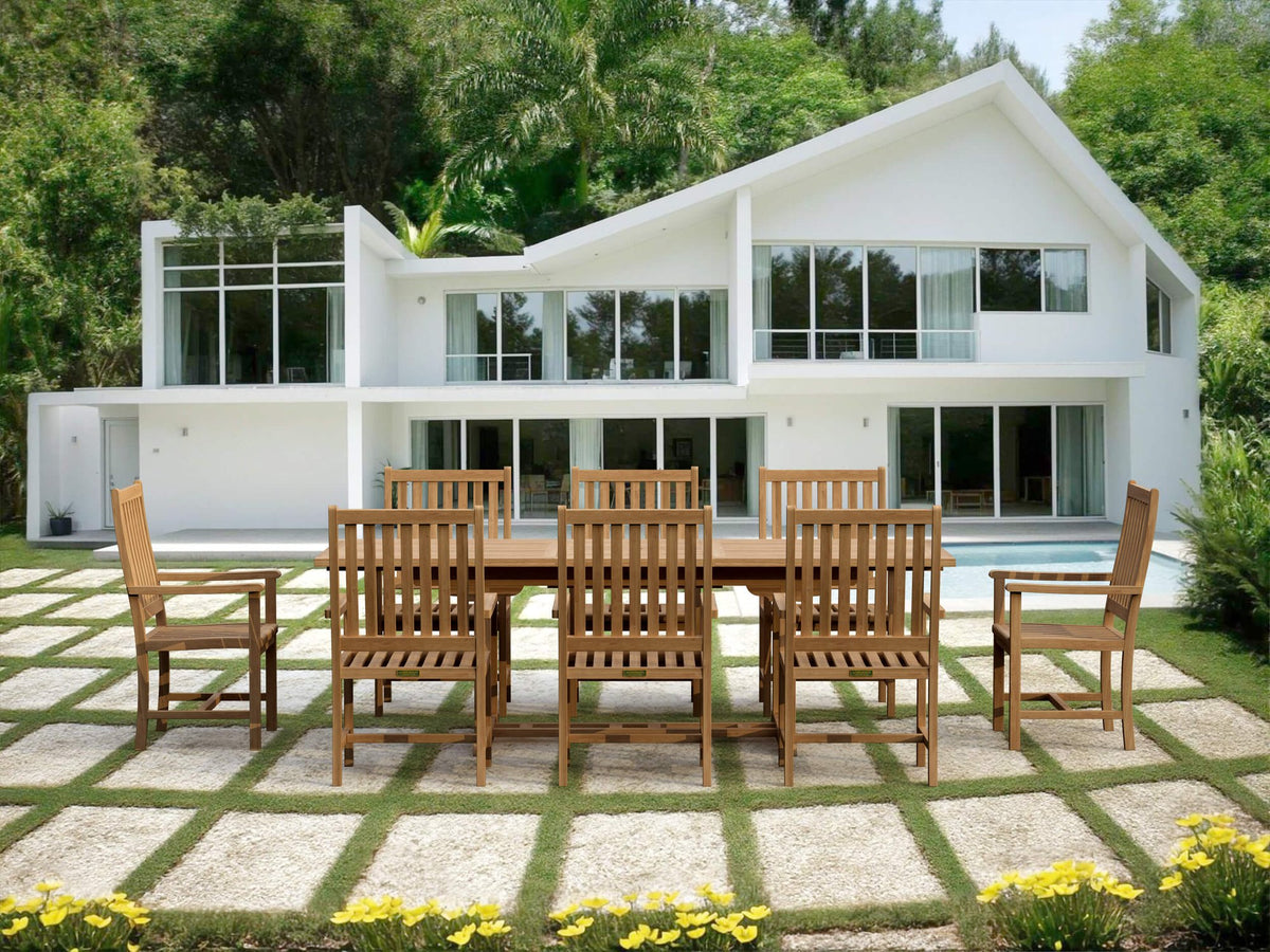 Anderson Teak Bahama Wilshire Armchair 9-Piece Extension Dining Set