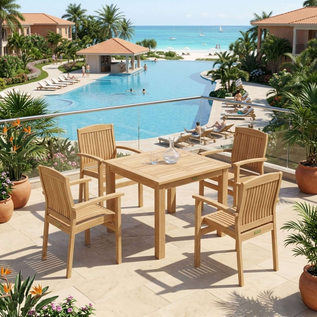 Anderson Teak Bahama Sahara 5-Piece Bistro Table Set – view 2