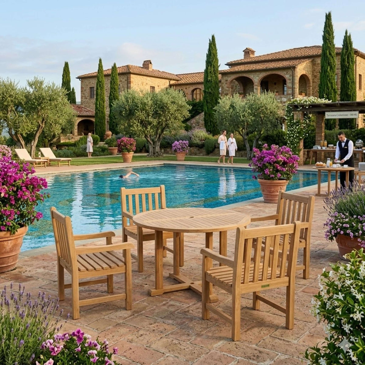 Anderson Teak Tosca Classic Armchair 5-Piece Dining Set – view 3
