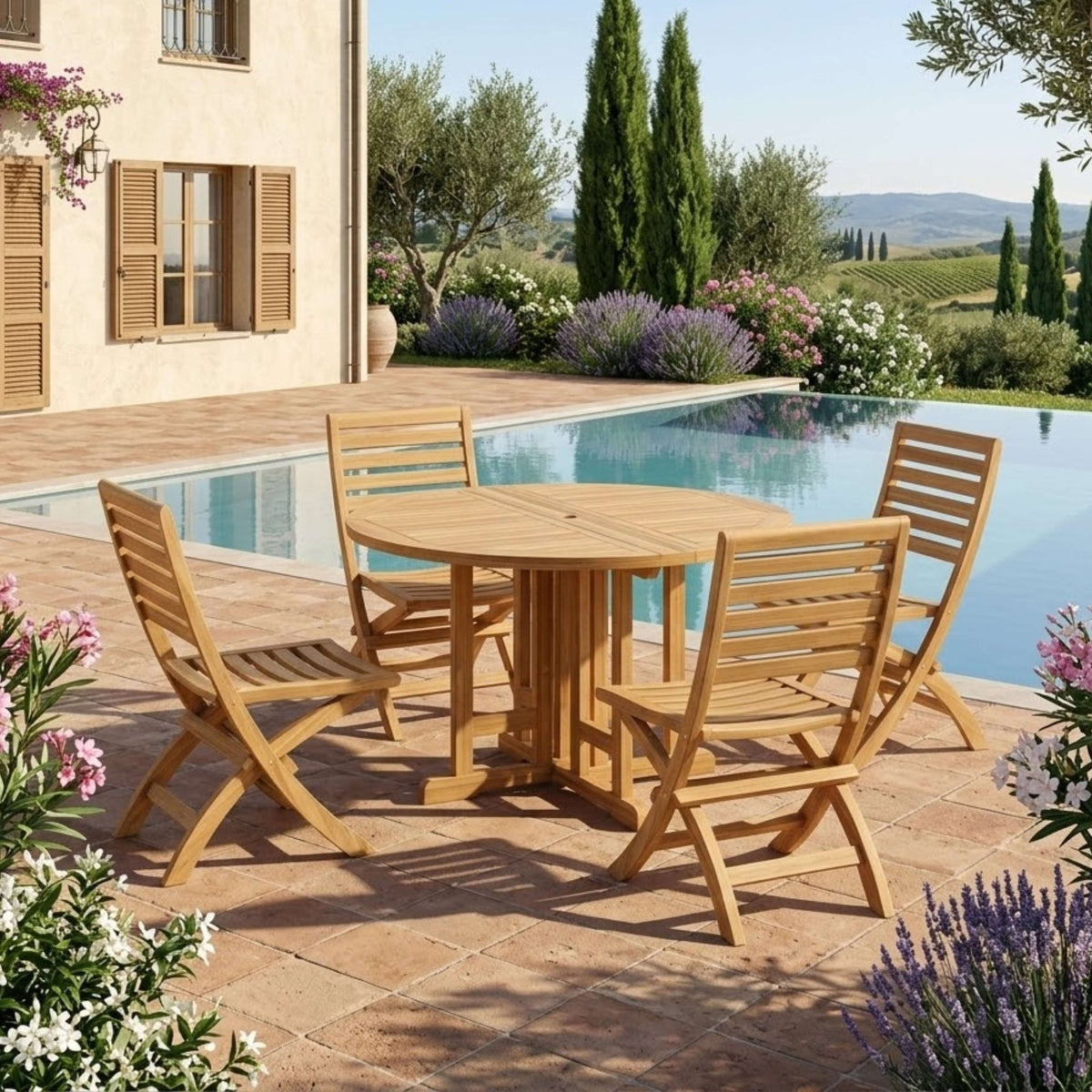 Anderson Teak Andrew Butterfly Folding 5-Piece Dining Set – view 3