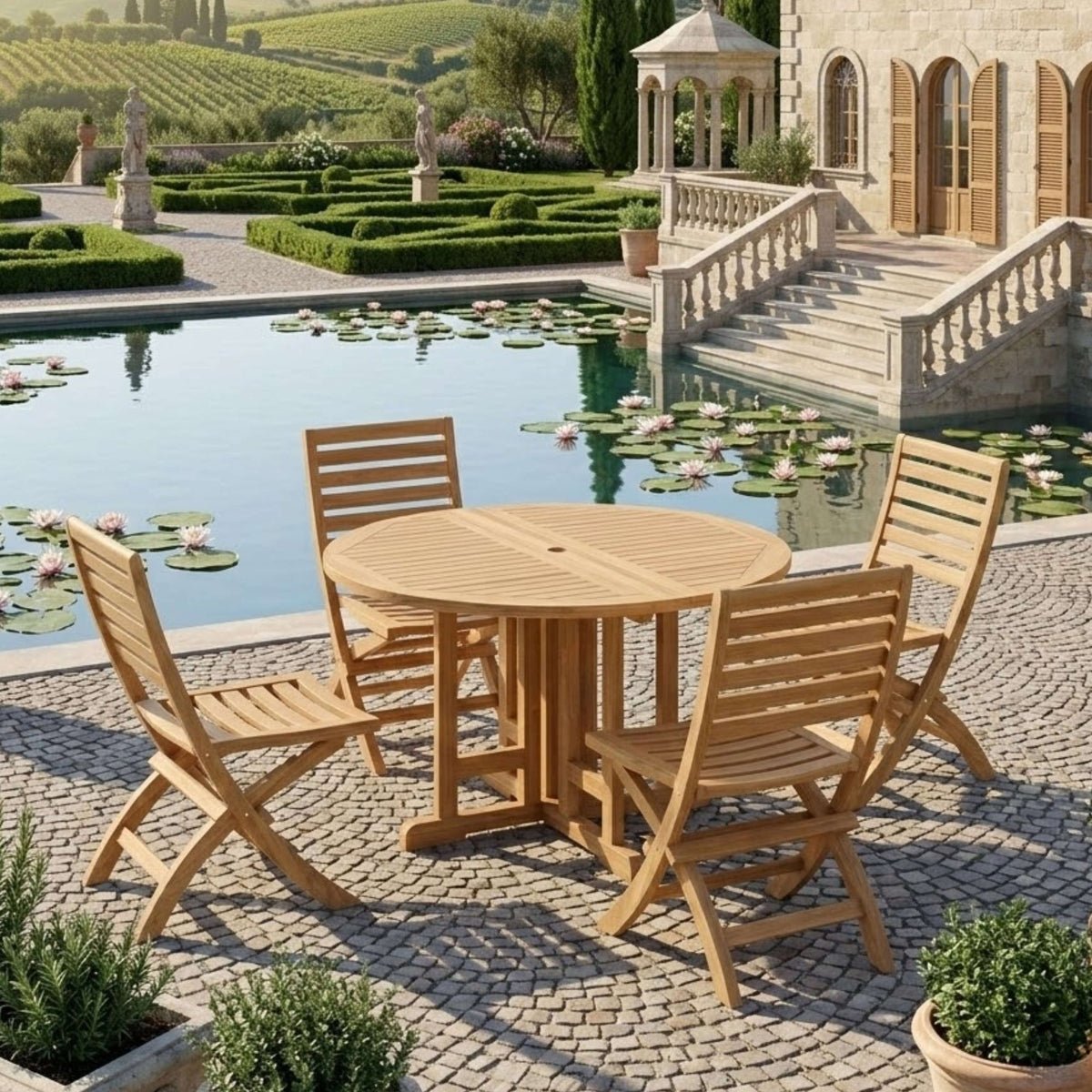 Anderson Teak Andrew Butterfly Folding 5-Piece Dining Set – view 4