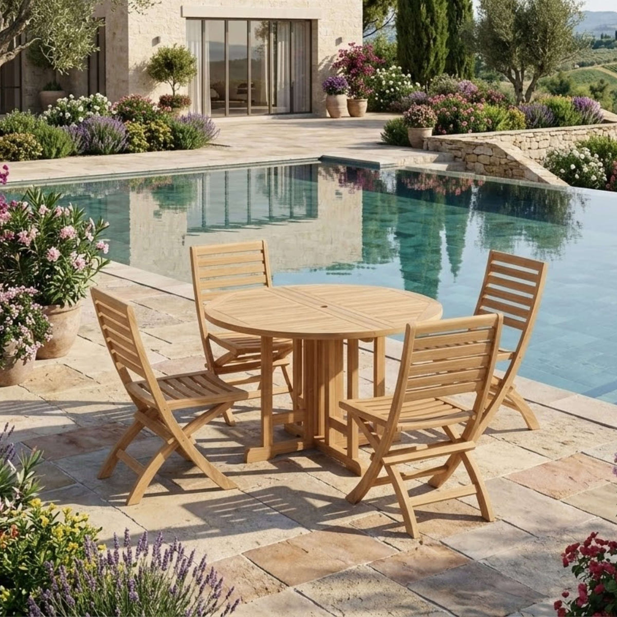 Anderson Teak Andrew Butterfly Folding 5-Piece Dining Set – view 5