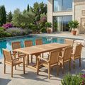 Anderson Teak Bahama Stackable Sahara 9-Piece Rectangular Dining Set (SET-80)