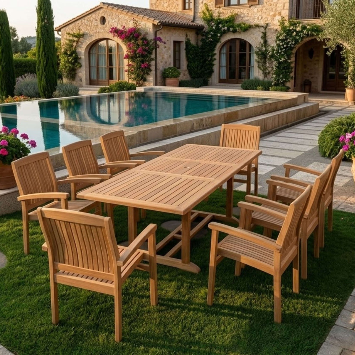 Anderson Teak Bahama Stackable Sahara 9-Piece Rectangular Dining Set (SET-80) – view 3