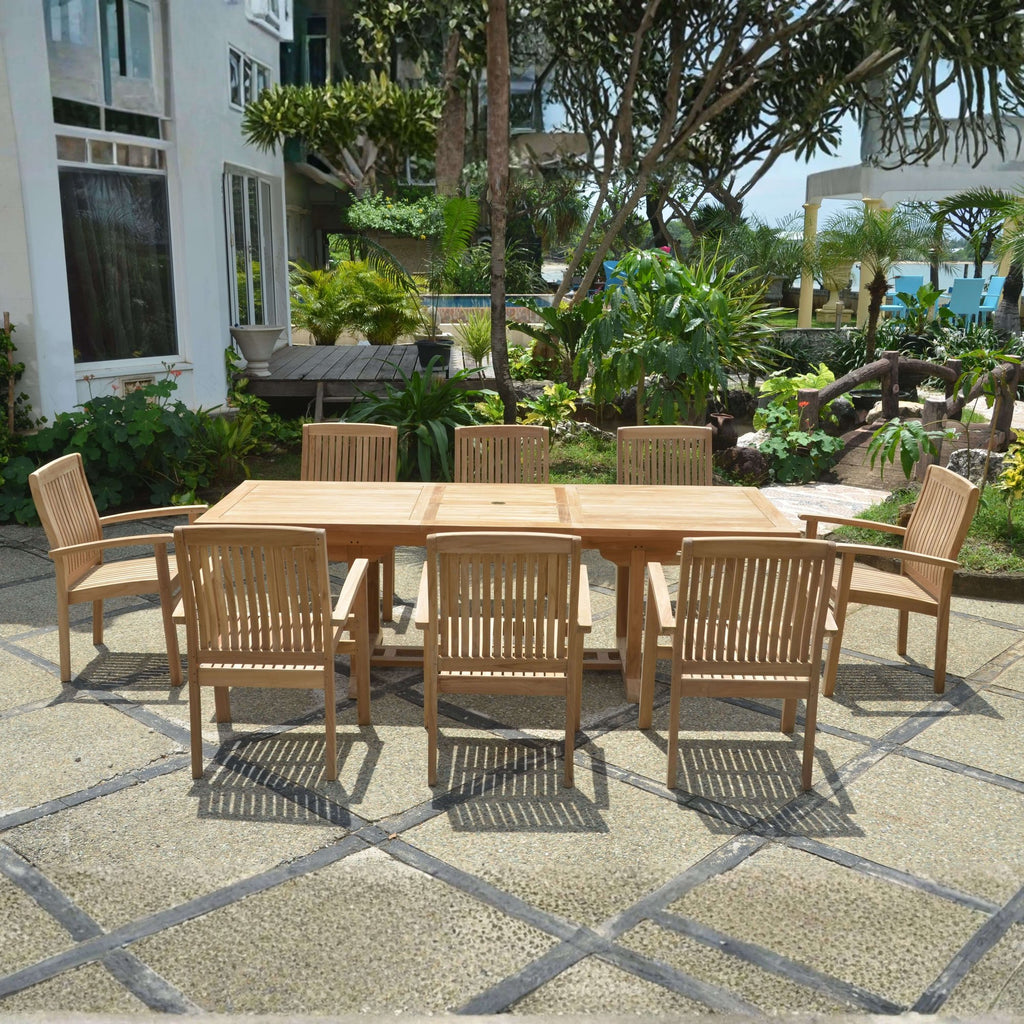 Anderson Teak Bahama Stackable Sahara 9-Piece Rectangular Dining Set (SET-80) – view 4