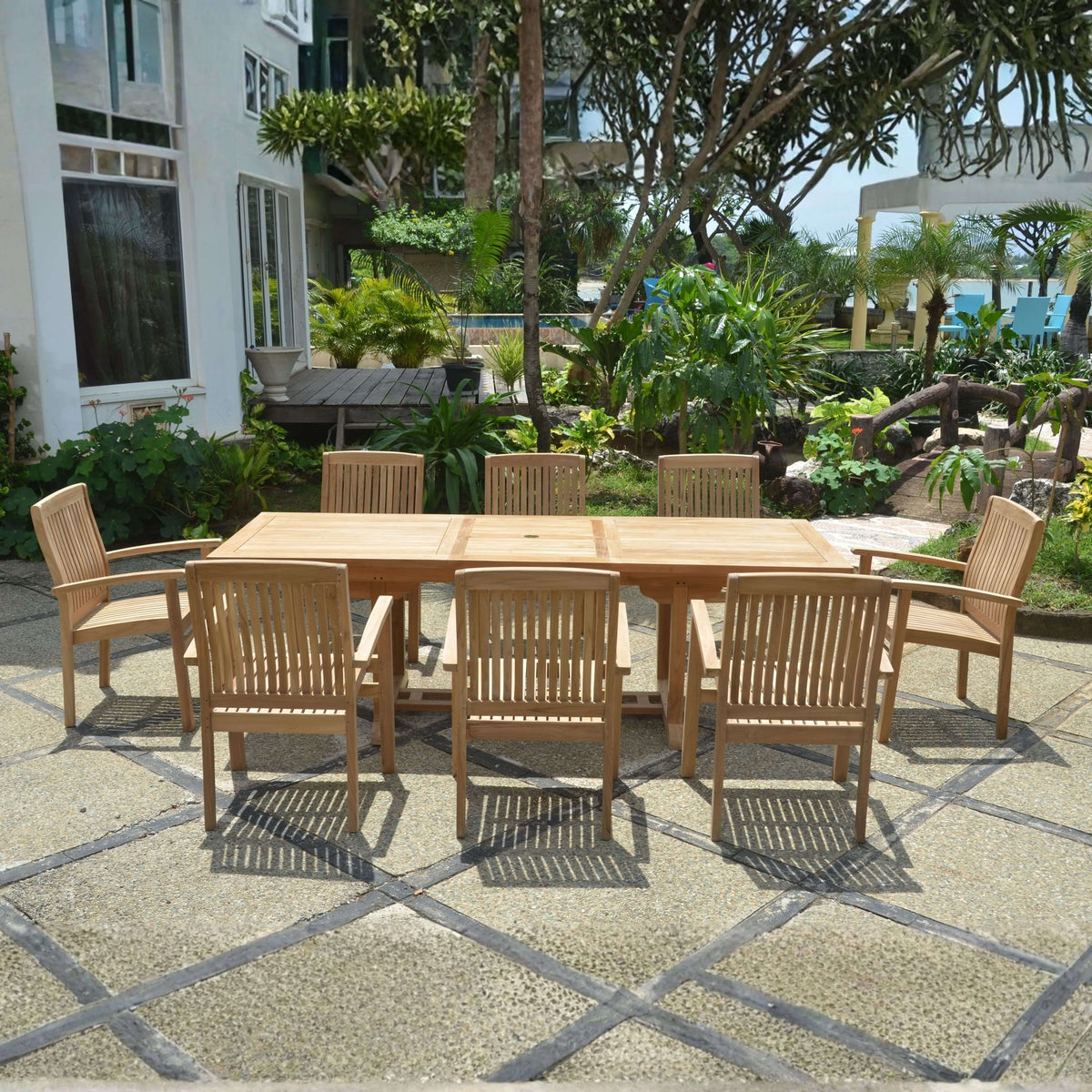 Anderson Teak Bahama Stackable Sahara 9-Piece Rectangular Dining Set (SET-80) – view 4