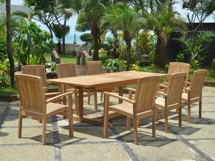 Anderson Teak Bahama Stackable Sahara 9-Piece Rectangular Dining Set (SET-80) – view 5