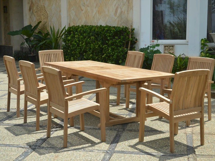 Anderson Teak Bahama Stackable Sahara 9-Piece Rectangular Dining Set (SET-80) – view 6