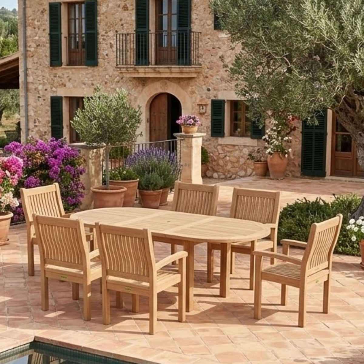 Anderson Teak Bahama Sahara 7-Piece 78" Oval Dining Set – view 2
