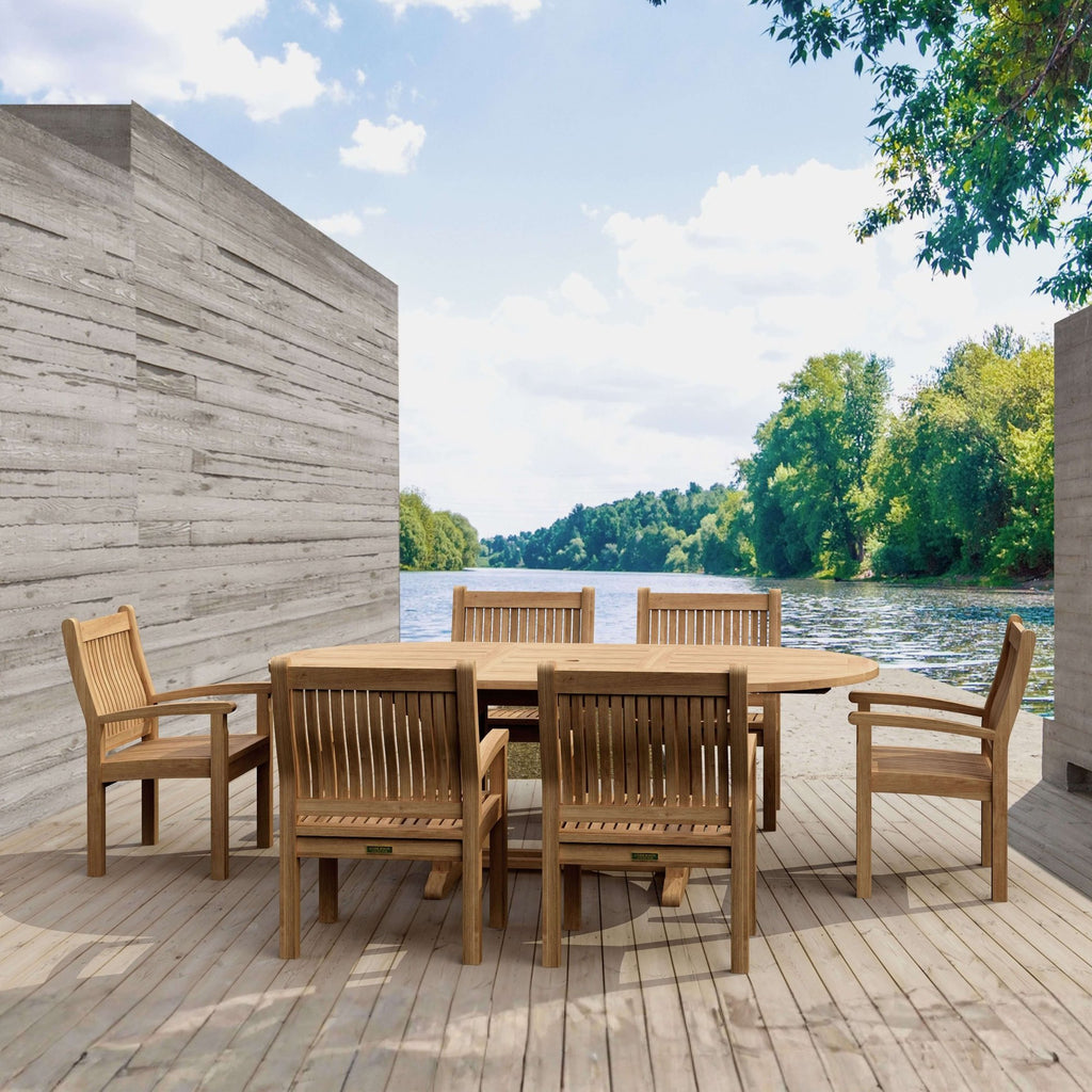 Anderson Teak Bahama Sahara Armchair 7-Piece 87" Oval Dining Set – view 4