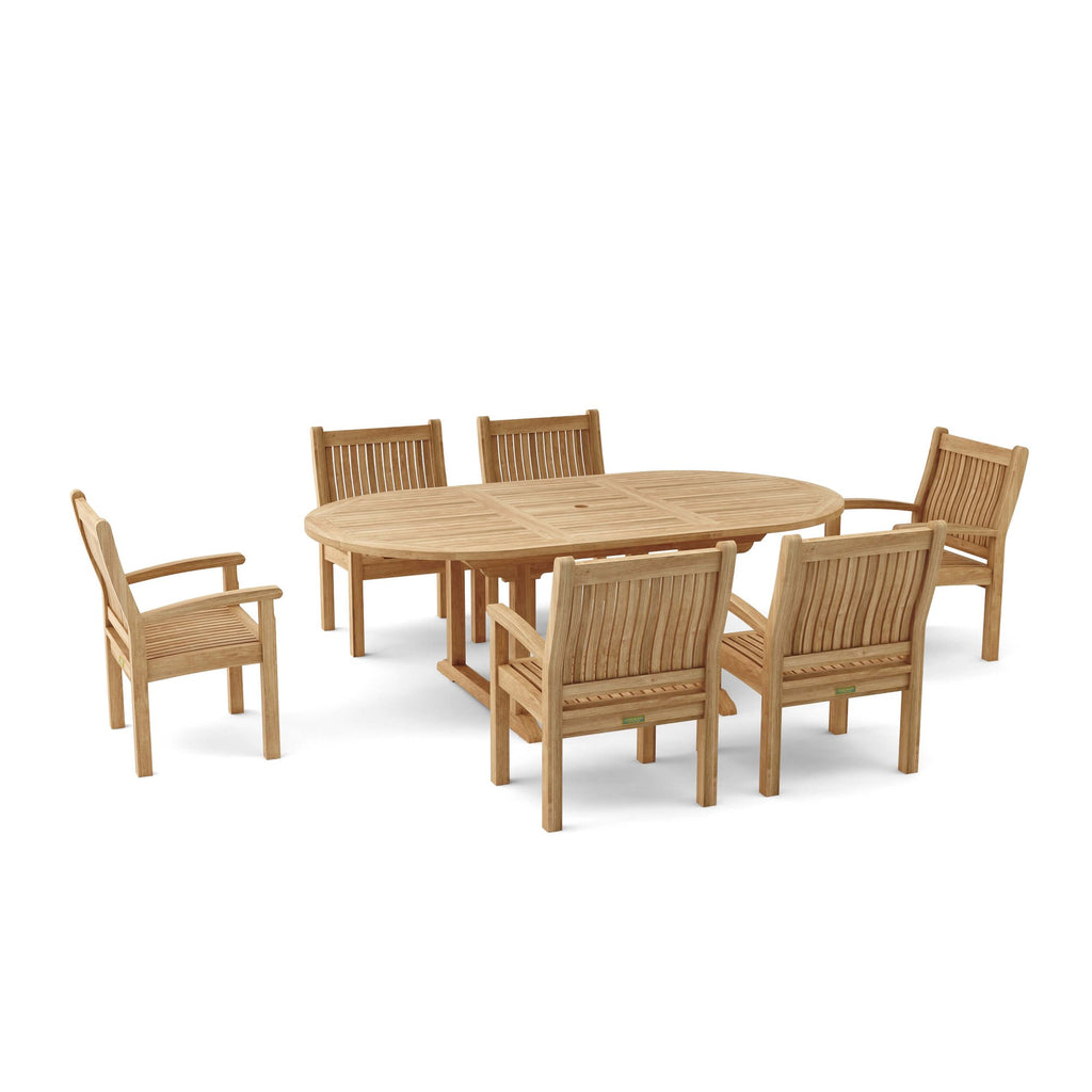 Anderson Teak Bahama Sahara Armchair 7-Piece 87" Oval Dining Set – view 5