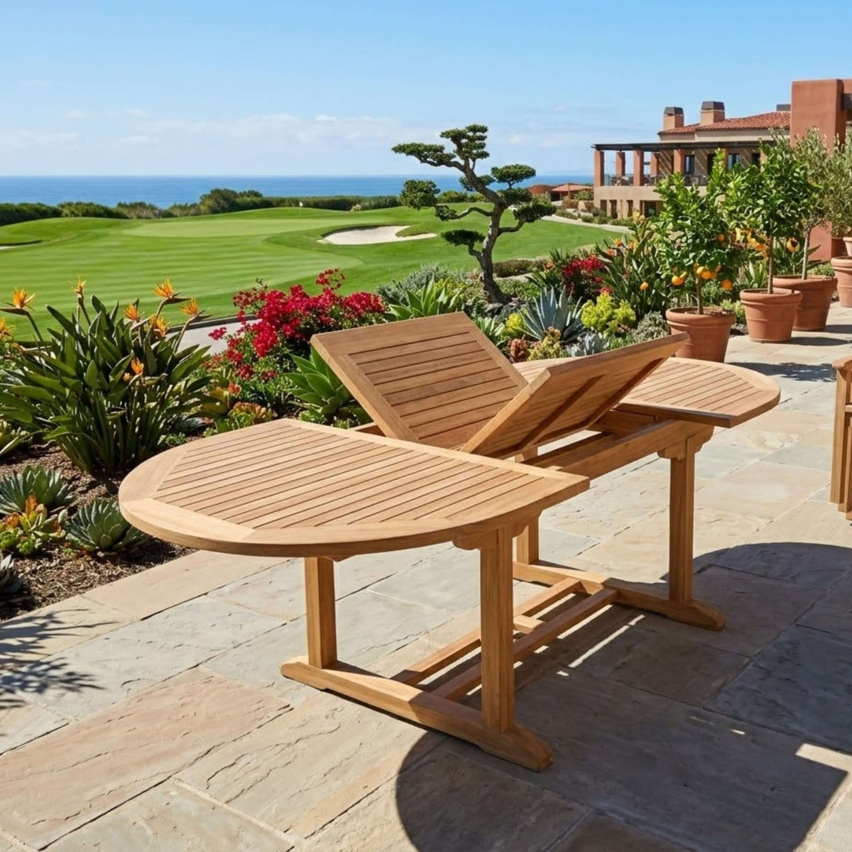 Anderson Teak Bahama Sahara Side Chair 7-Piece 87" Oval Dining Set – view 10