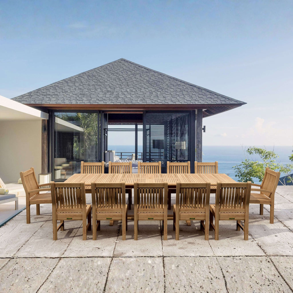 Anderson Teak Valencia Sahara 13-Piece Rectangular Dining Set