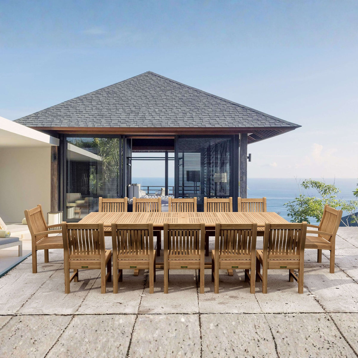 Anderson Teak Valencia Sahara 13-Piece Rectangular Dining Set