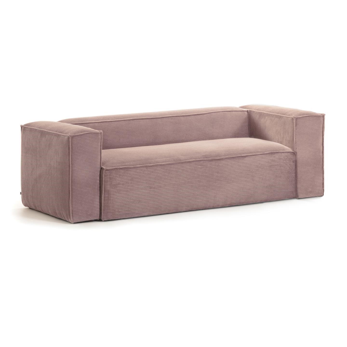 3-Seater Sofa BLOK Light Pink Corduroy — Kave Home