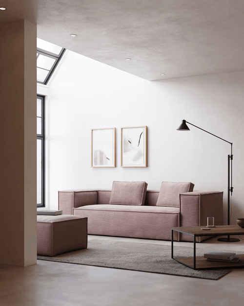 3-Seater Sofa BLOK Light Pink Corduroy — Kave Home