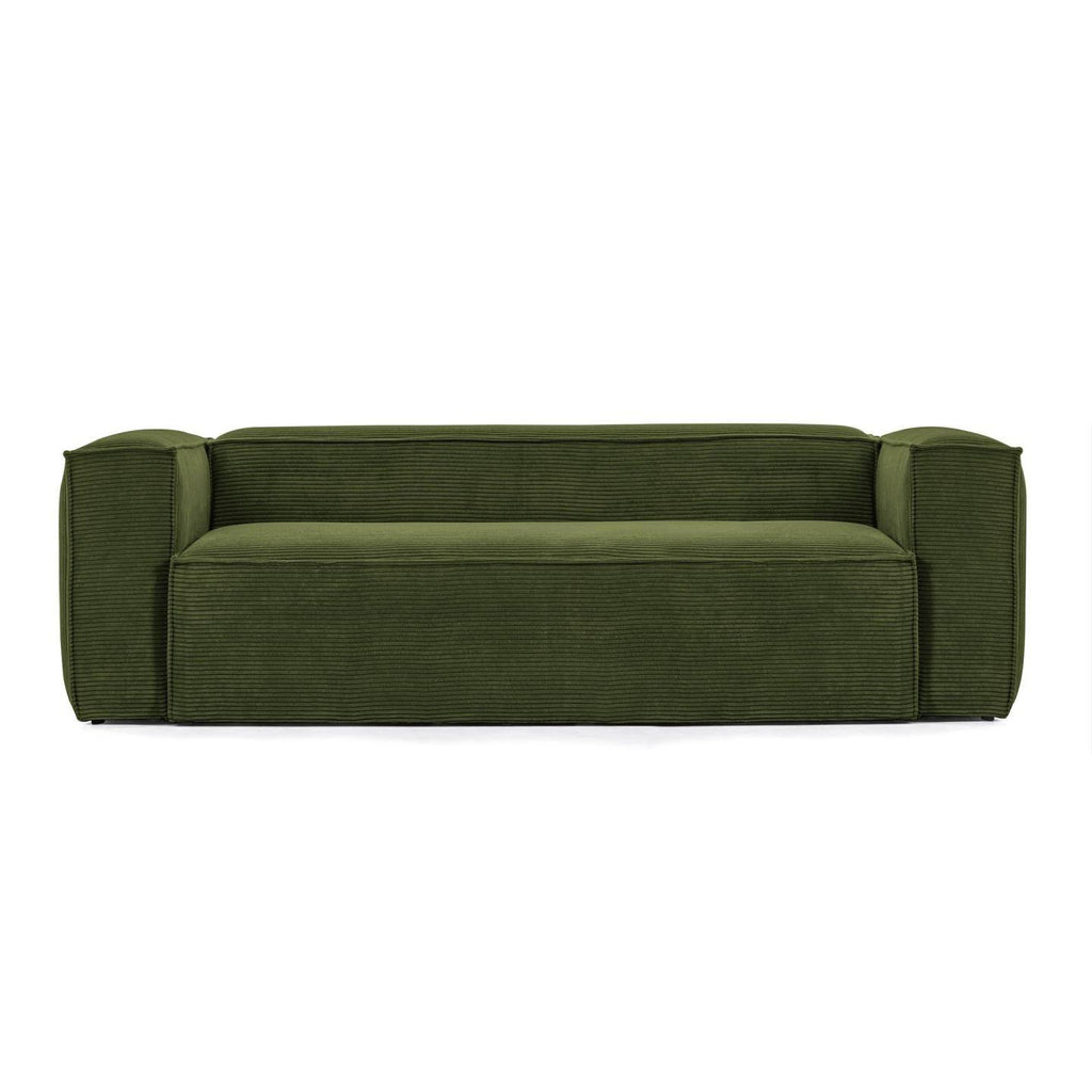 Sofa 3-person green corduroy block — Kave Home