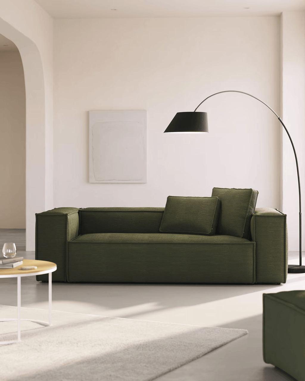 Sofa 3-person green corduroy block — Kave Home