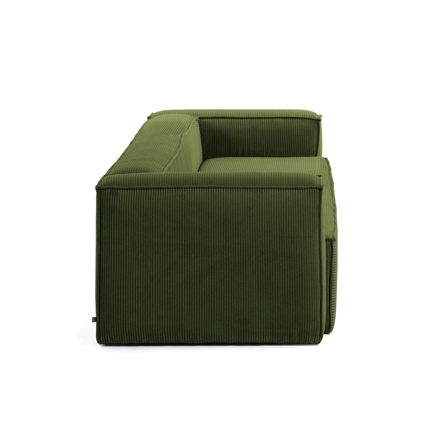 Sofa 3-person green corduroy block — Kave Home