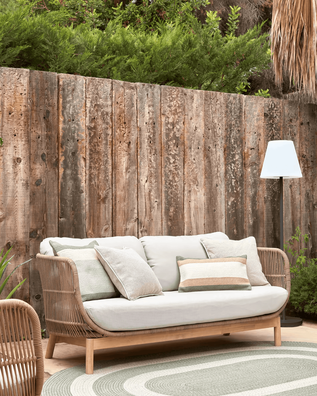 Catalina beige 3-person sofa with solid wood finish — Kave Home
