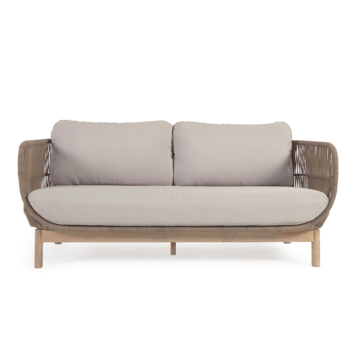 Catalina beige 3-person sofa with solid wood finish — Kave Home