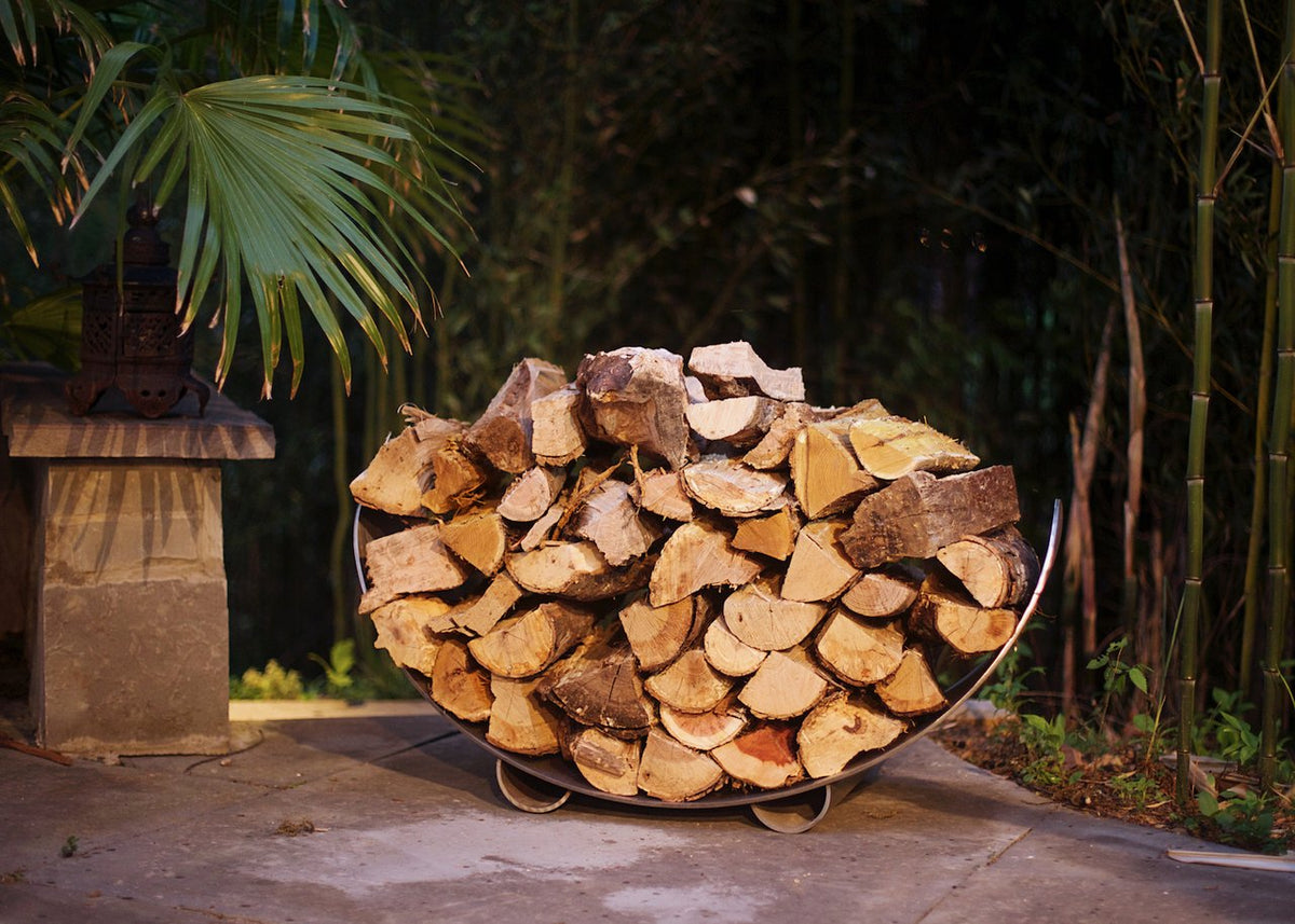 Fire Pit Art Stainless Steel Crescent Log Rack – view 2