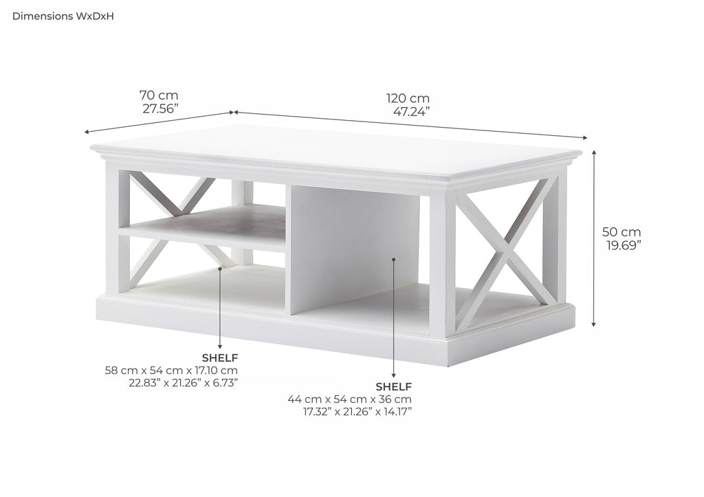 NovaSolo Halifax Coffee Table, Classic White – dimensions