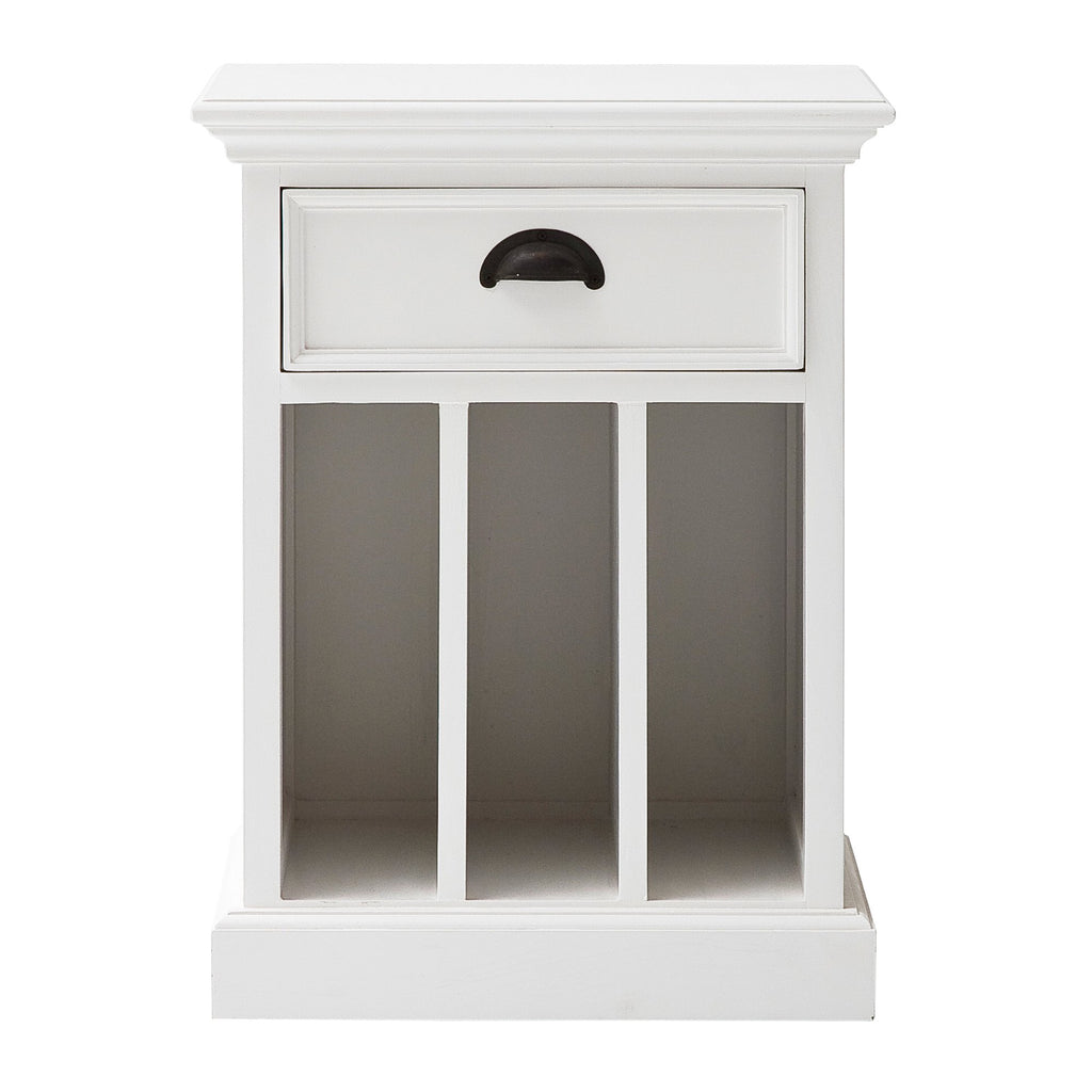 NovaSolo Halifax Bedside Table with Dividers, Classic White