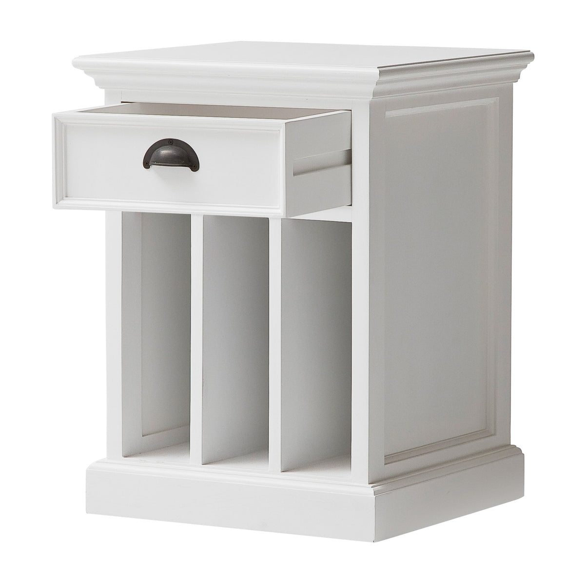 NovaSolo Halifax Bedside Table with Dividers, Classic White – view 3