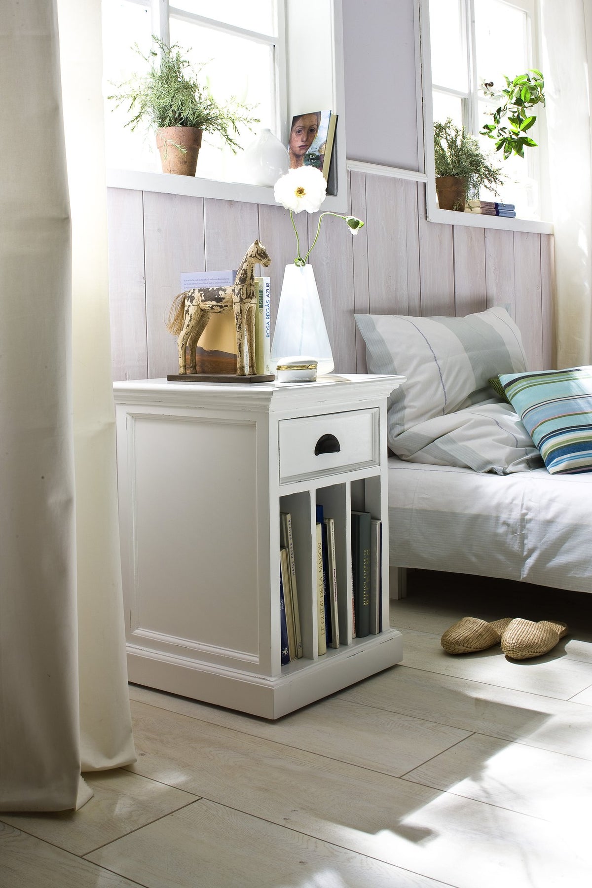 NovaSolo Halifax Bedside Table with Dividers, Classic White – view 6