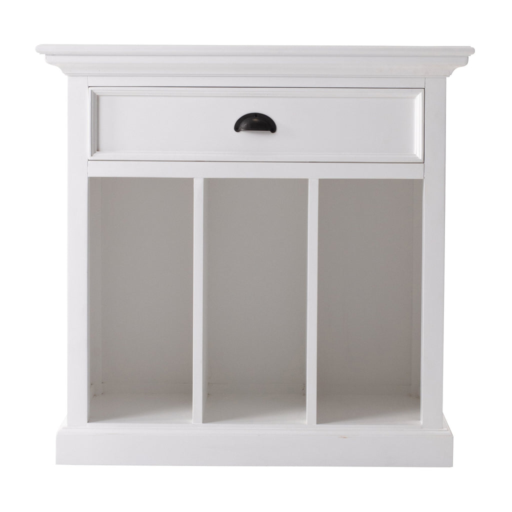 NovaSolo Halifax Bedside Table with Dividers, Classic White