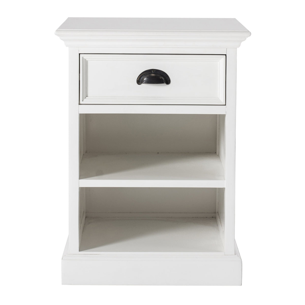 NovaSolo Halifax Bedside Table with Shelves, Classic White