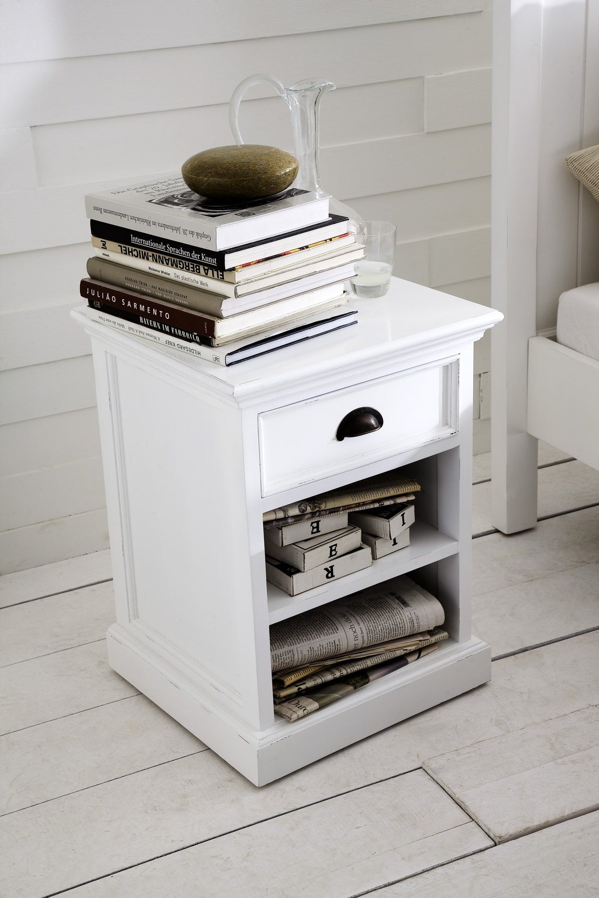 NovaSolo Halifax Bedside Table with Shelves, Classic White – view 10